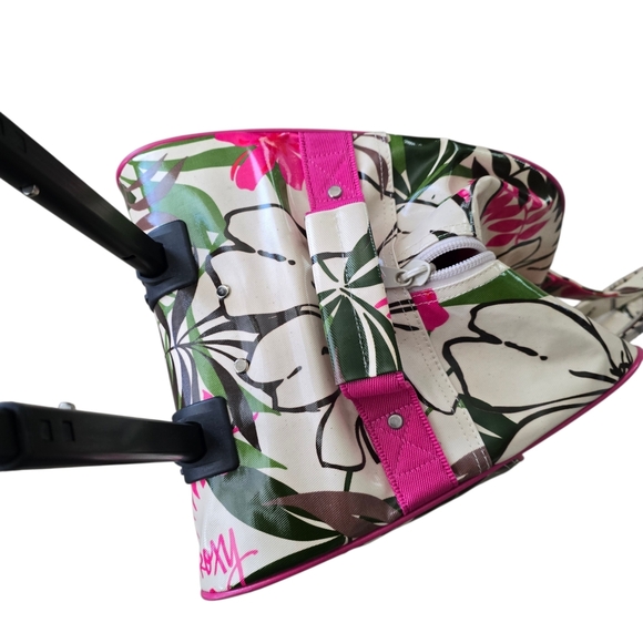 RARE Y2K Roxy Rolling Duffle Weekender Bag – Oversized 27” Tropical Floral Carry - Picture 4 of 12